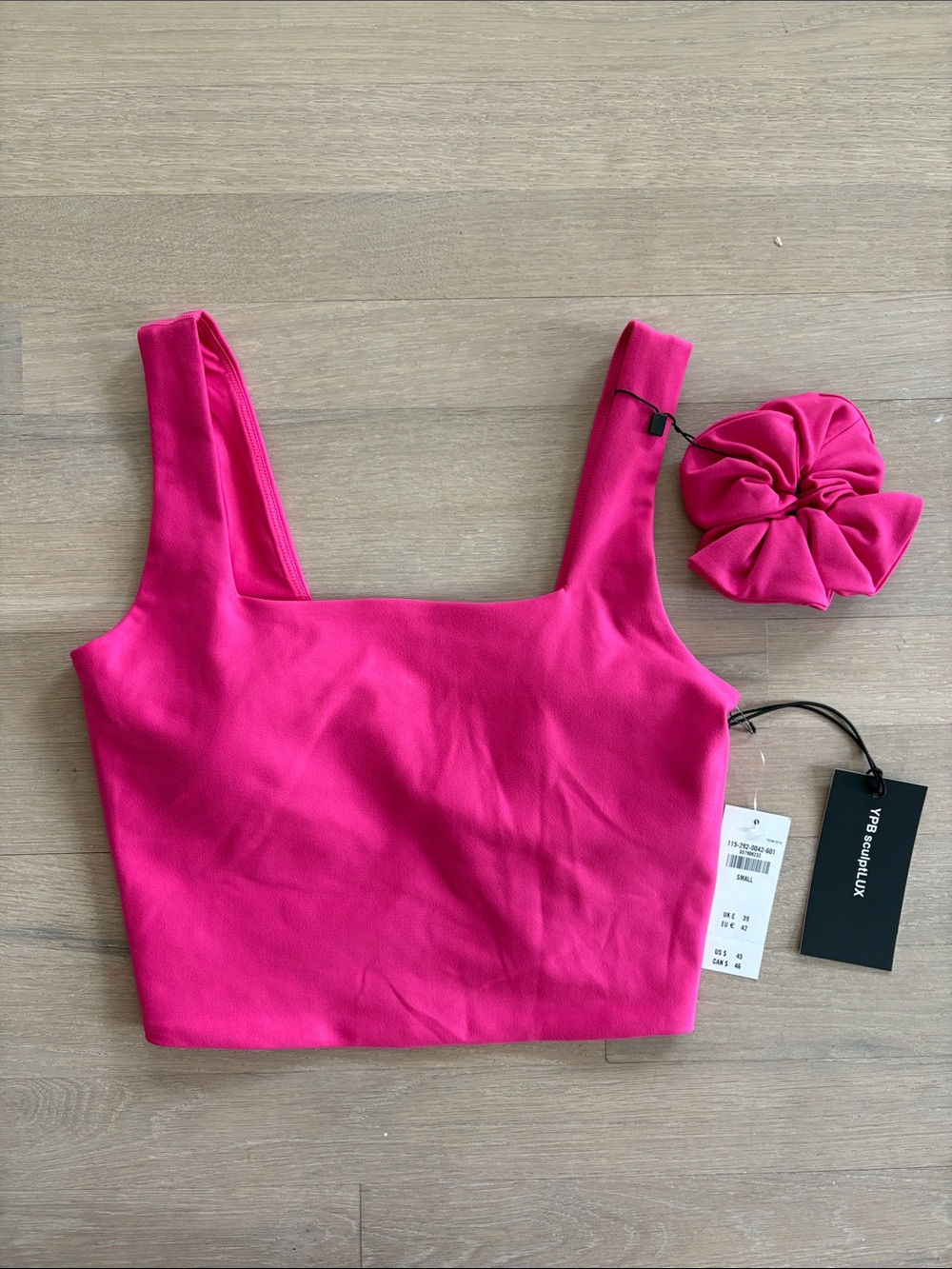 Abercrombie & Fitch Hot Pink Square Neck Crop Top with Scrunchie